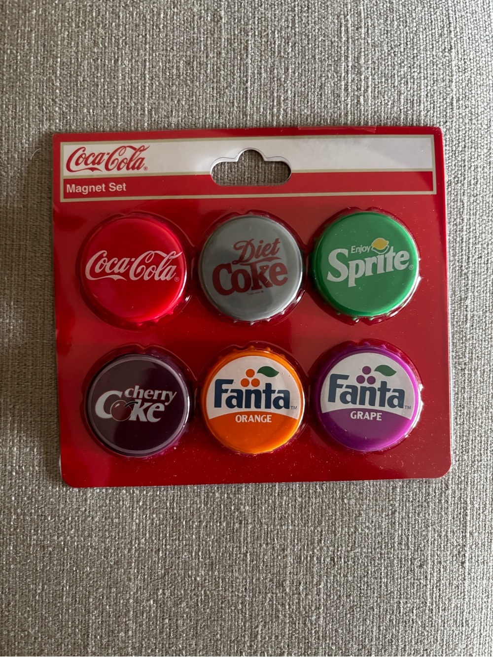 Coca-Cola Bottle Cap Magnet Pack - Red, Silver, Green, Purple, Orange, Brown